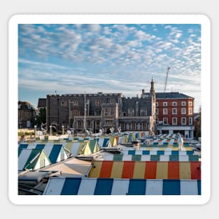 A view across the outdoor market in the city of Norwich Sticker